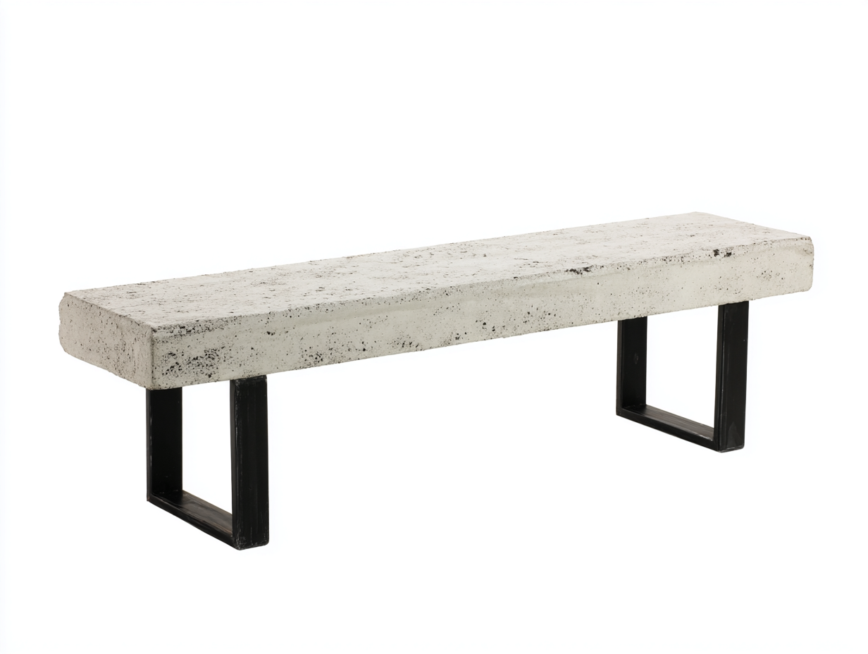 Banco de jardín-hormigón y metal-140x40x45 cm-gris y negro-jardín-diseño moderno-Roommynest