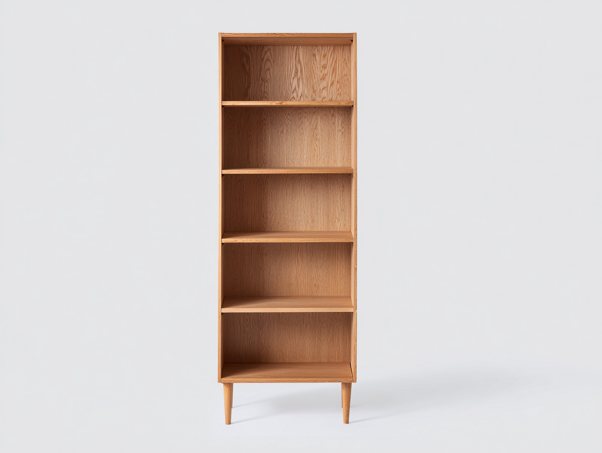 Librería alta estrecha con estantes abiertos - madera 60x35x190 cm - color roble natural - diseño moderno vertical-Roommynest