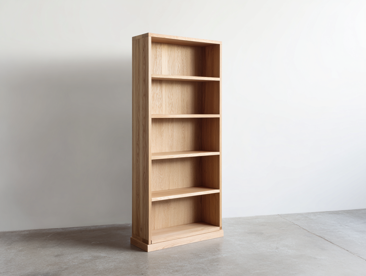 Librería alta con estantes abiertos - madera 70x35x180 cm - color roble natural - diseño moderno vertical-Roommynest