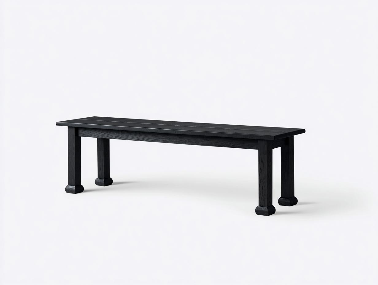 Banco de jardín rectangular - madera maciza 160x40x45 cm - color negro - diseño clásico moderno-Roommynest