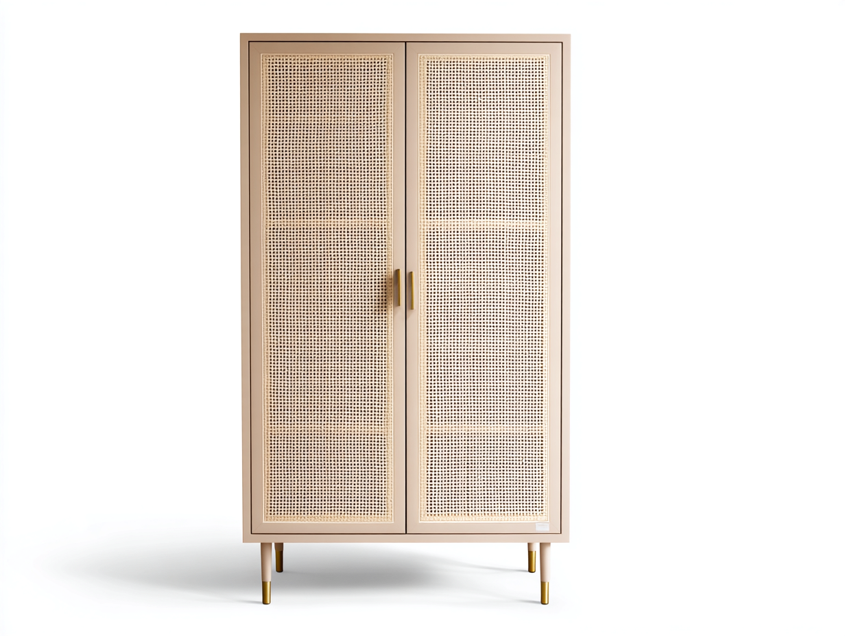 Armario-madera-ratán-90x45x160 cm-beige-dormitorio-diseño moderno-Roommynest