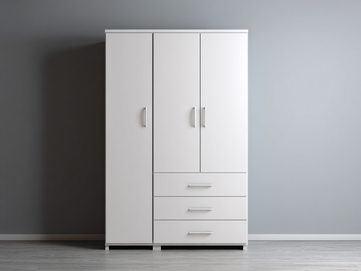 Armario-madera-135x55x190 cm-blanco-dormitorio-diseño moderno-Roommynest