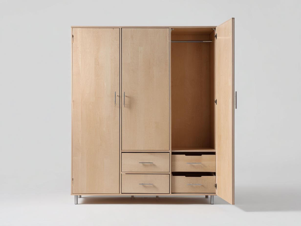 Armario-madera-roble-claro-150x55x190 cm-marrón-claro-dormitorio-diseño moderno-Roommynest