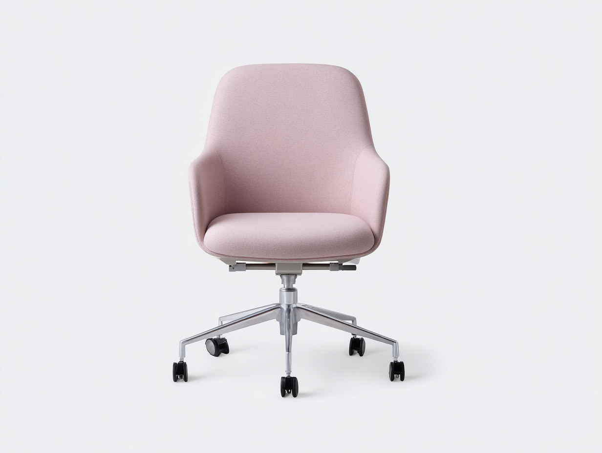 Silla de oficina tapizada en tela 60x60x85 cm-rosa claro-uso en oficina-diseño moderno ergonómico-Roommynest