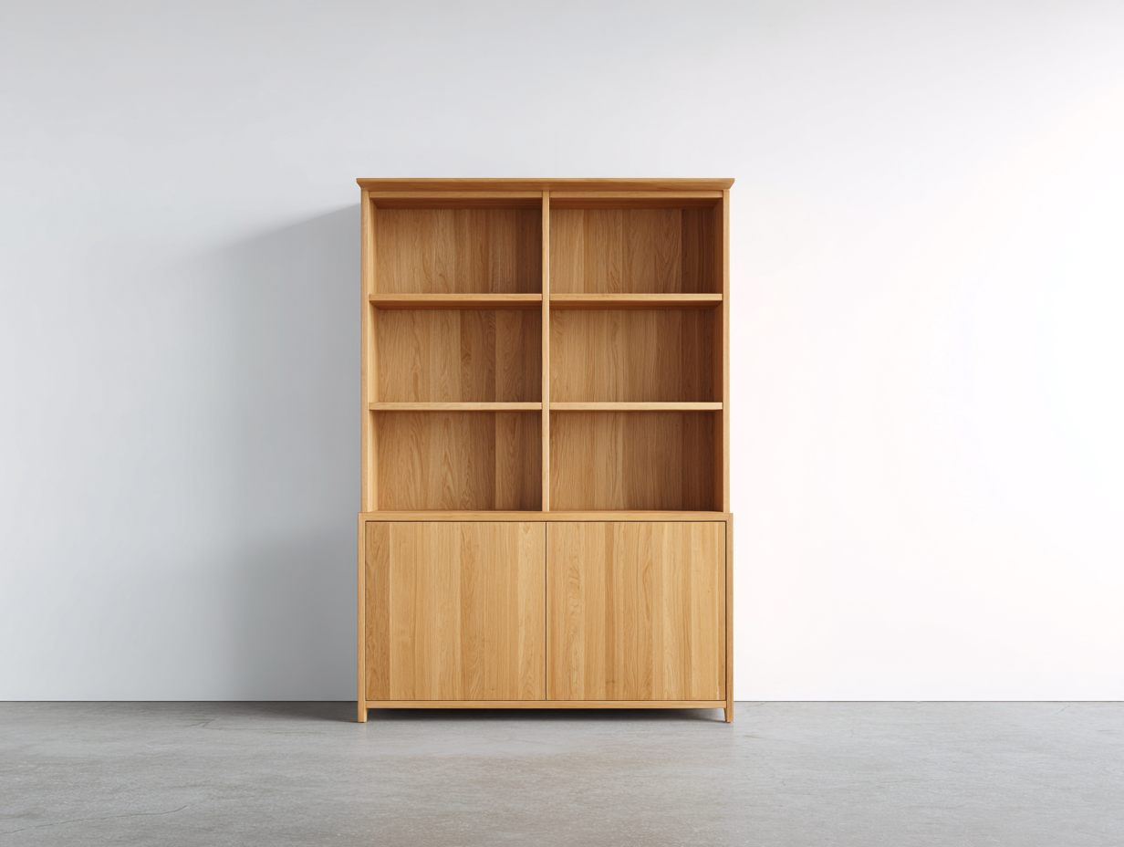 Librería de almacenamiento con estantes y armario - madera 100x40x180 cm - color roble natural - diseño moderno multifuncional-Roommynest