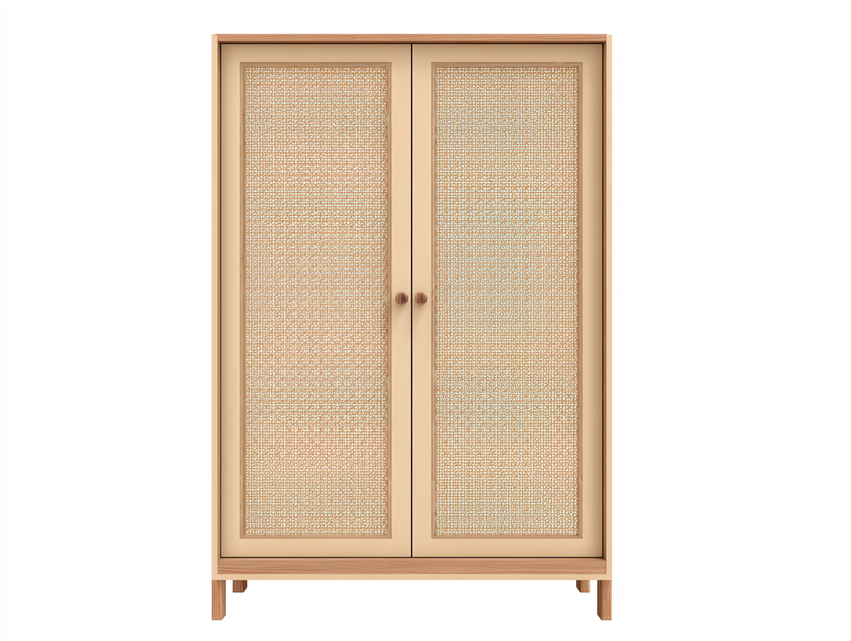 Armario-madera-ratán-95x50x165 cm-beige-dormitorio-diseño moderno-Roommynest