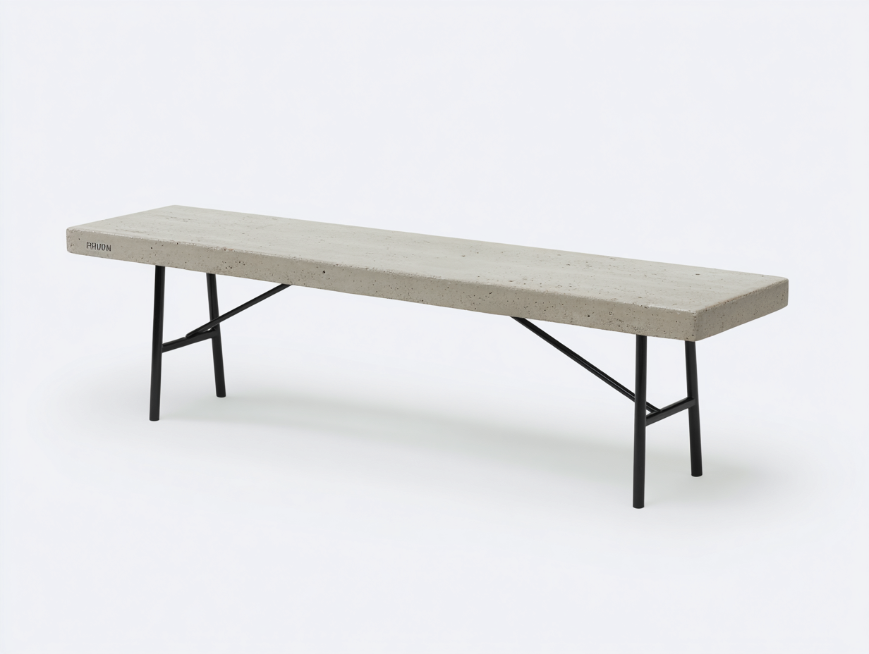 Banco de jardín hormigón y metal 140x35x45 cm-color gris y negro-estilo industrial resistente-Roommynest