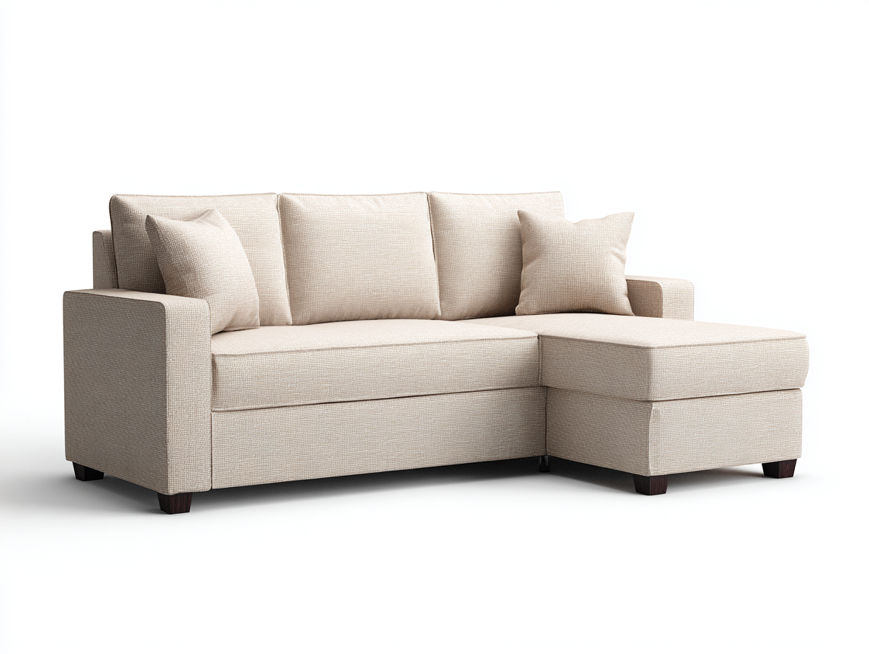 Ecksofa Stoff 240x150x85 cm - Beige - Modernes Design geeignet für Wohnzimmer-Cozygetio
