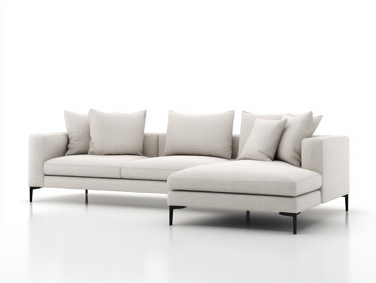 Ecksofa Stoff 255x165x80 cm - Beige-Schwarz - Modernes Design für Wohnzimmer-Cozygetio