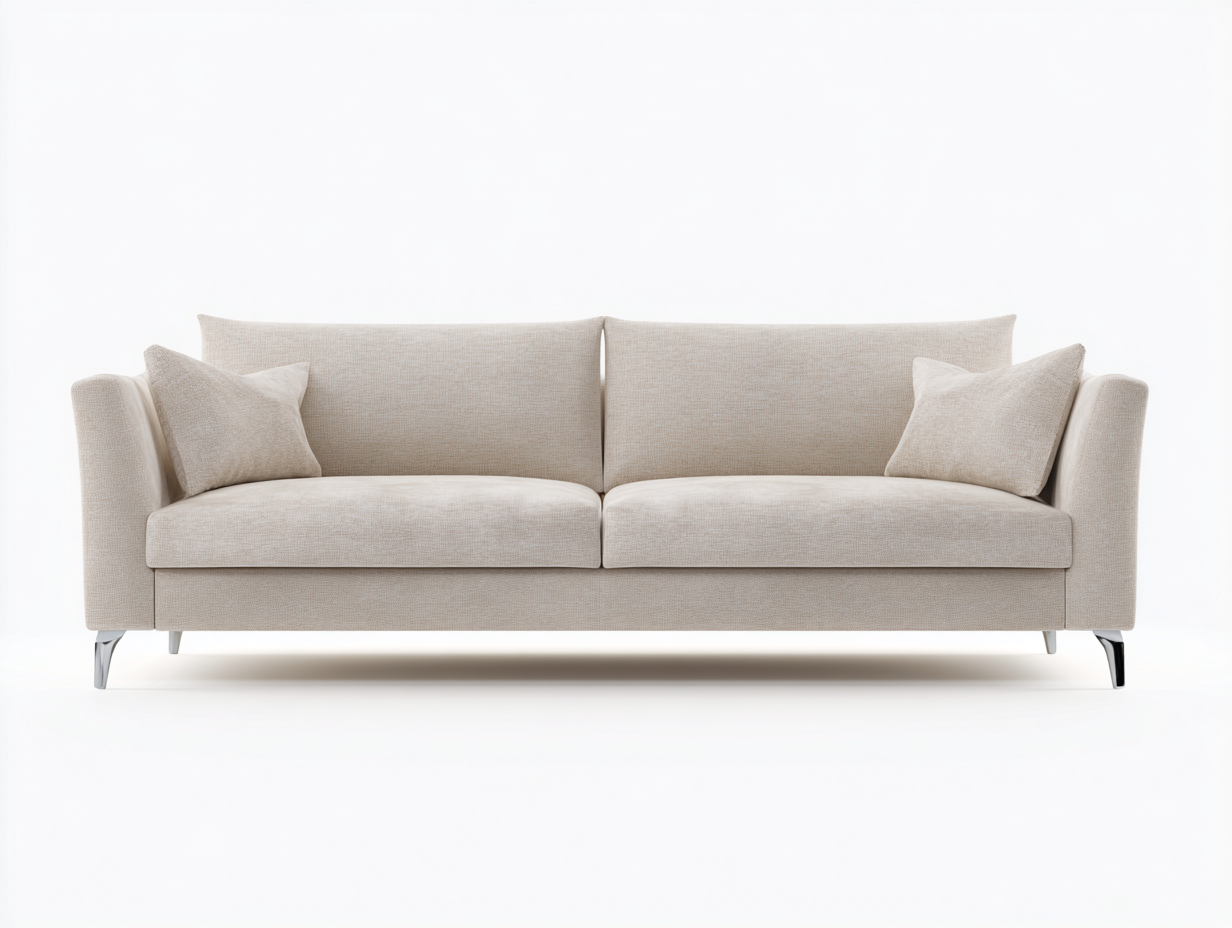 Zweisitzer Sofa Stoff 185x85x75 cm - Beige-Chrom - Modernes Design für Wohnzimmer-Cozygetio