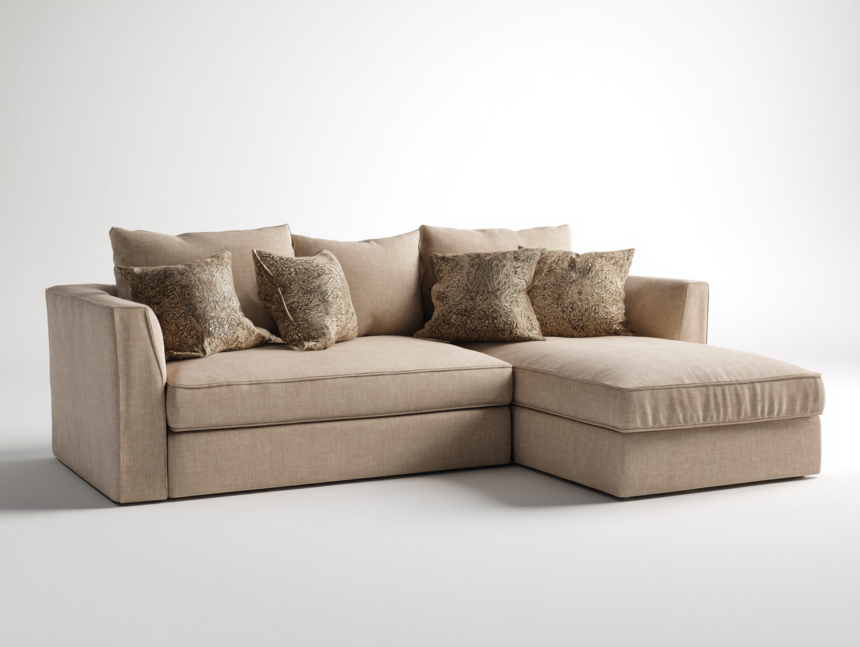 Ecksofa Stoff 240x150x80 cm - Beige - Modernes Design für Wohnzimmer-Cozygetio