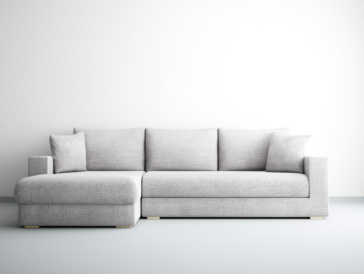Ecksofa Stoff 250x160x80 cm - Hellgrau - Modernes Design für Wohnzimmer-Cozygetio