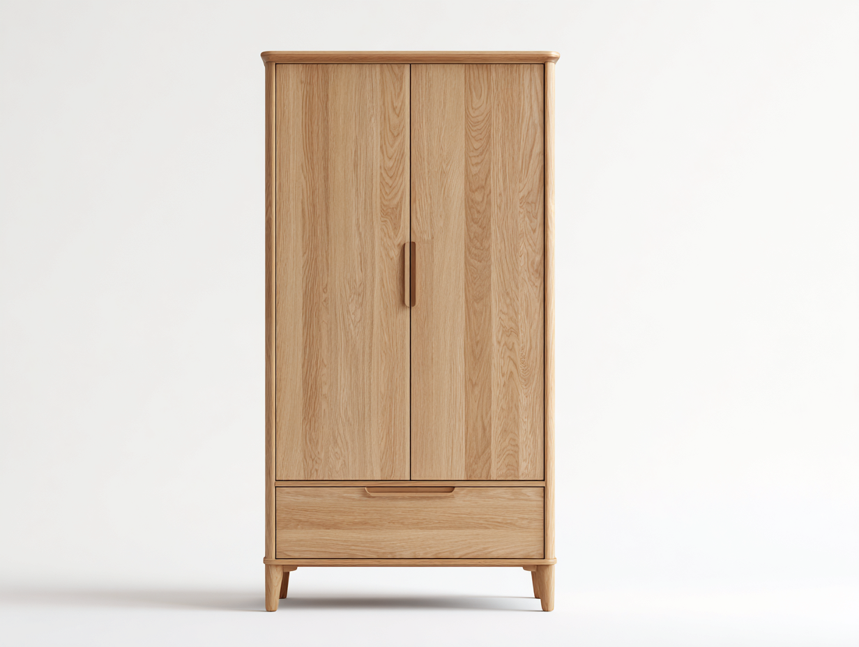 Kleiderschränke mit zwei Türen Holz MDF 100x55x180 cm - Naturholz - Moderner Stil geeignet für Schlafzimmer-Cozygetio