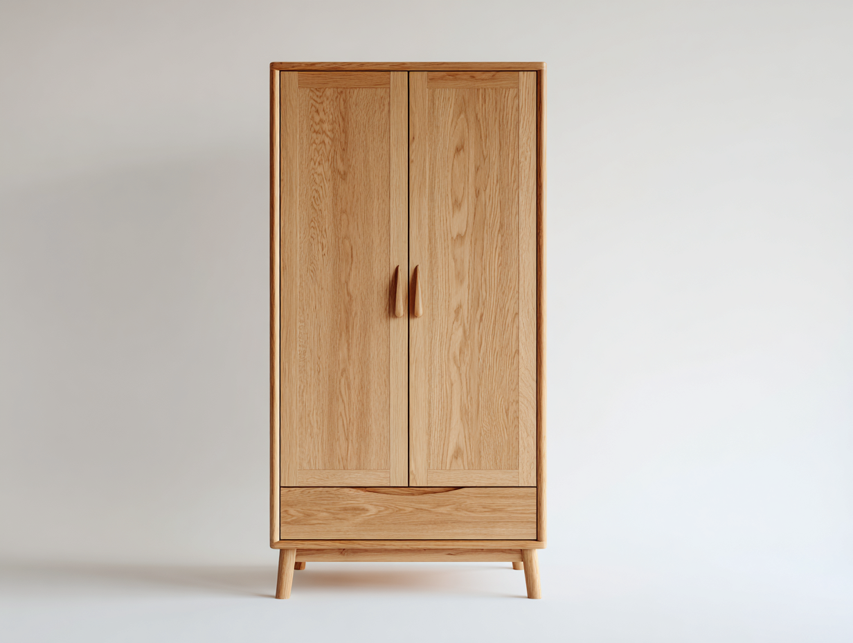 Kleiderschränke mit zwei Türen Holz MDF 100x55x185 cm - Naturholz - Klassischer Stil geeignet für Schlafzimmer-Cozygetio
