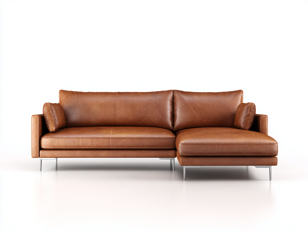 Ecksofa Echtleder 280x170x85 cm - Braun - Modernes Design geeignet für Wohnzimmer-Cozygetio