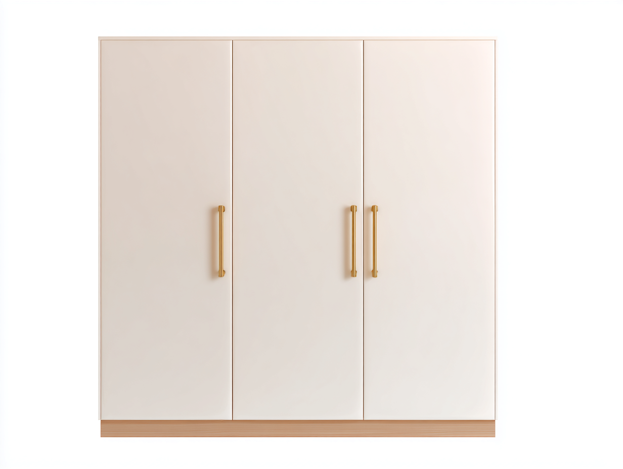 Kleiderschränke mit drei Türen Holzwerkstoff 160x60x200 cm - Beige-Gold - Modernes Design für Schlafzimmer-Cozygetio