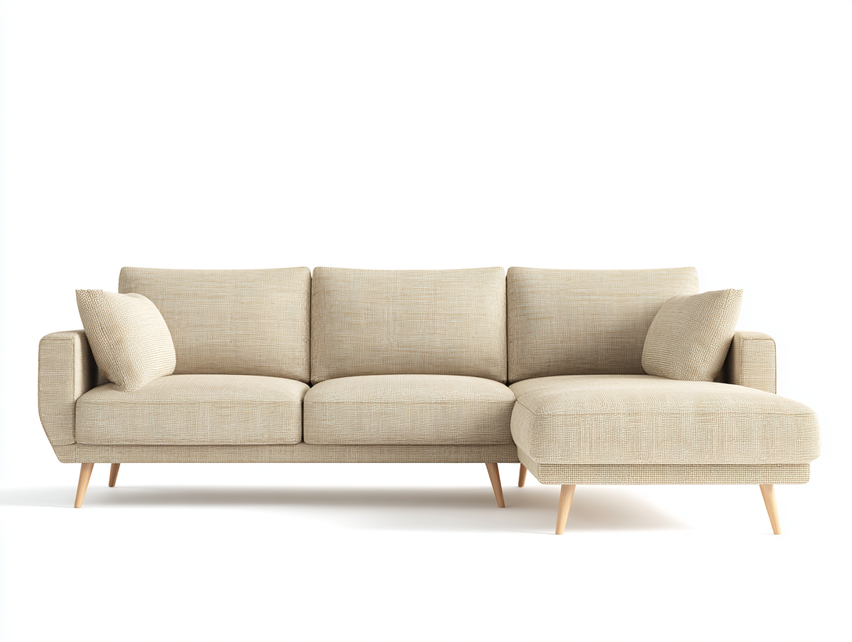 Ecksofa Stoff 245x155x80 cm - Beige-Naturholz - Modernes Design für Wohnzimmer-Cozygetio