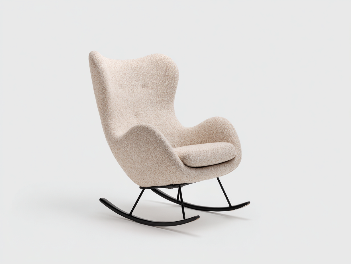 Schaukelstühle Stoff Polster Metallgestell 70x92x105 cm - Beige - Modernes Ergonomisches Design geeignet für Wohnzimmer-Homigohub