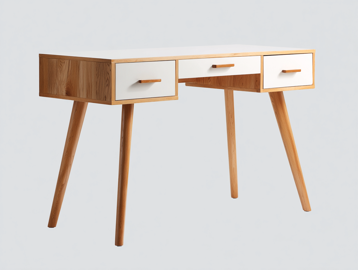 Schreibtisch Holz 120x50x75 cm - Eiche Weiß - Für Arbeitszimmer Modernes Design-Homigohub