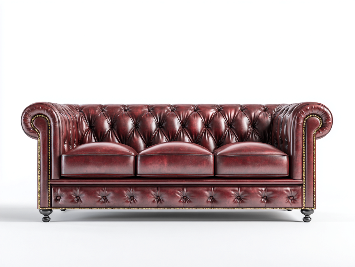 3 Sitzer Sofas Echtleder Chesterfield Polster 210x90x78 cm - Rotbraun - Klassisches Vintage Design geeignet für Wohnzimmer-Homigohub