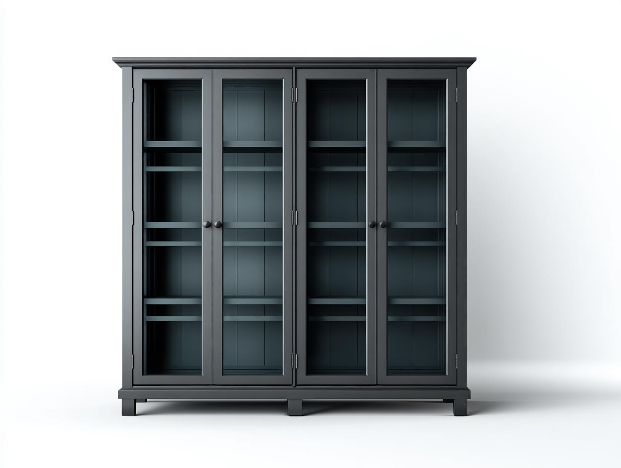Bücherregal Holz Glas Türen 160x40x200 cm - Dunkelgrau - Modernes Design geeignet für Wohnzimmer-Homigohub