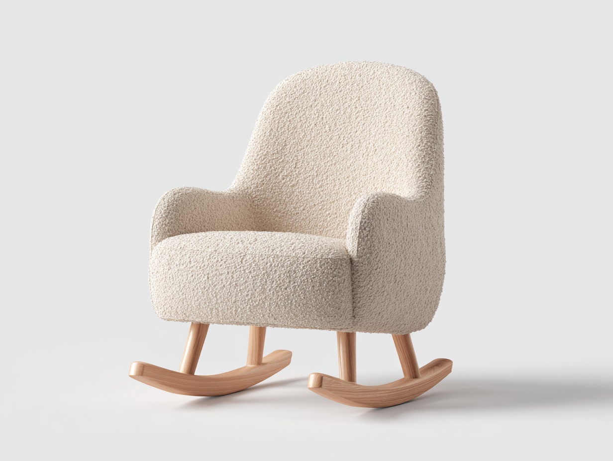 Schaukelstühle Stoff Polster Holzgestell 70x85x95 cm - Beige - Modernes Design geeignet für Wohnzimmer-Homigohub