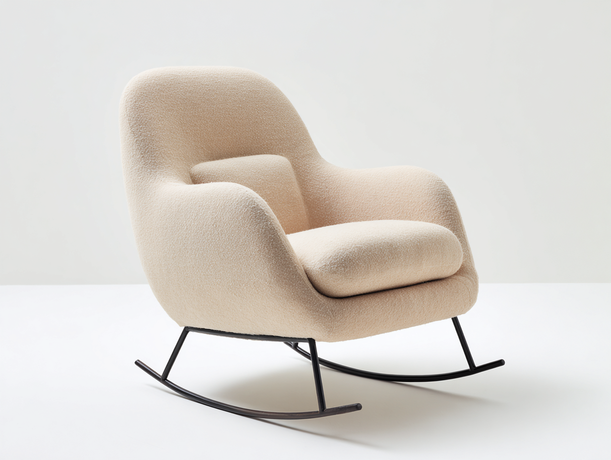 Schaukelstühle Stoff Polster Metallgestell 75x90x100 cm - Beige - Modernes Komfort Design geeignet für Wohnzimmer-Homigohub