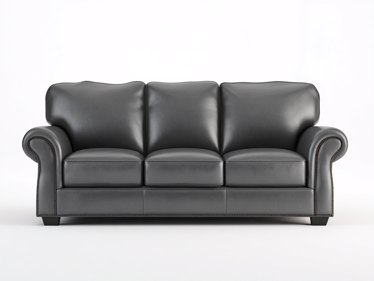 3 Sitzer Sofas Echtleder Polster 200x90x85 cm - Grau - Klassisches Design geeignet für Wohnzimmer-Homigohub