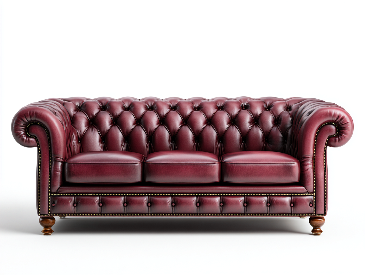 3 Sitzer Sofas Echtleder Chesterfield Polster 210x92x78 cm - Bordeauxrot - Klassisches Vintage Design geeignet für Wohnzimmer-Homigohub