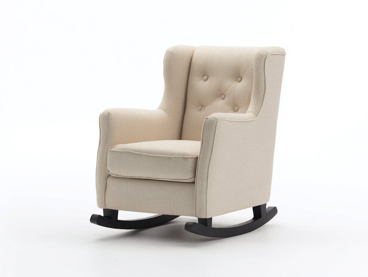 Schaukelstühle Stoff Polster Holzgestell 75x85x100 cm - Beige - Klassisches Design geeignet für Wohnzimmer-Homigohub
