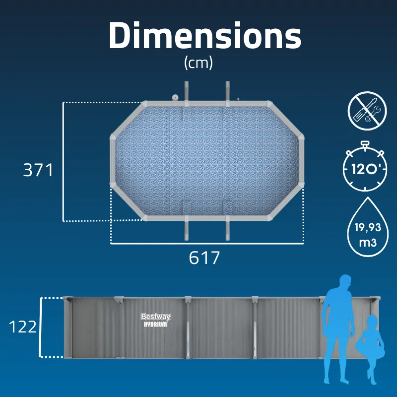 Piscine acier ovale Hydrium 610 x 366 x 122 cm