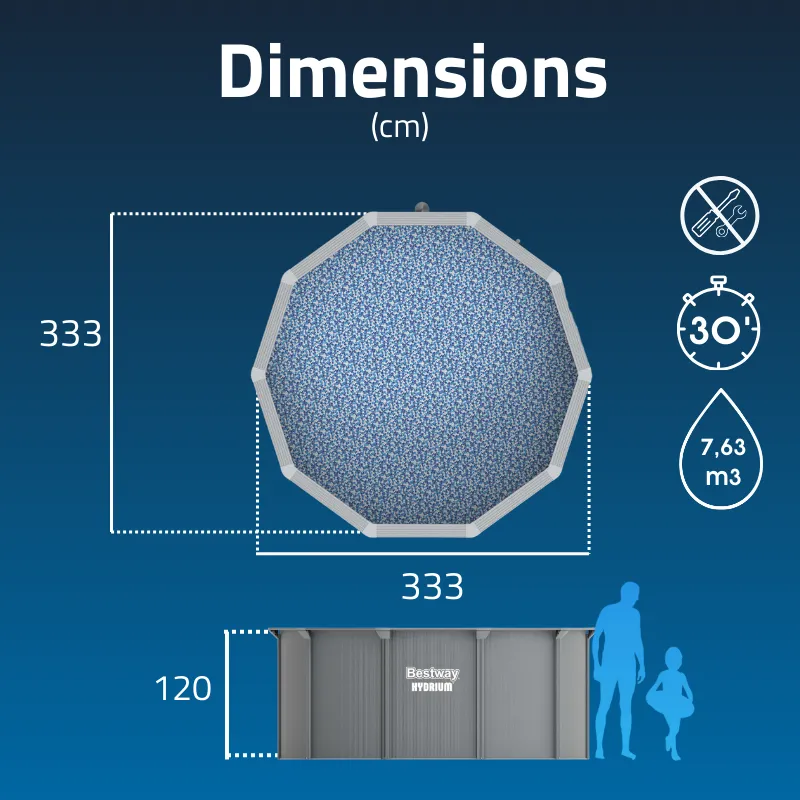 Piscine acier ronde Hydrium 305 x 122 cm gris