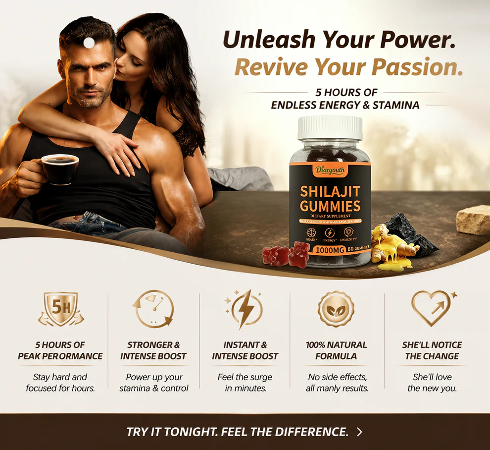 Shilajit for Men Natural Testosterone, Energy & Bedroom Performance Support  （60 count）