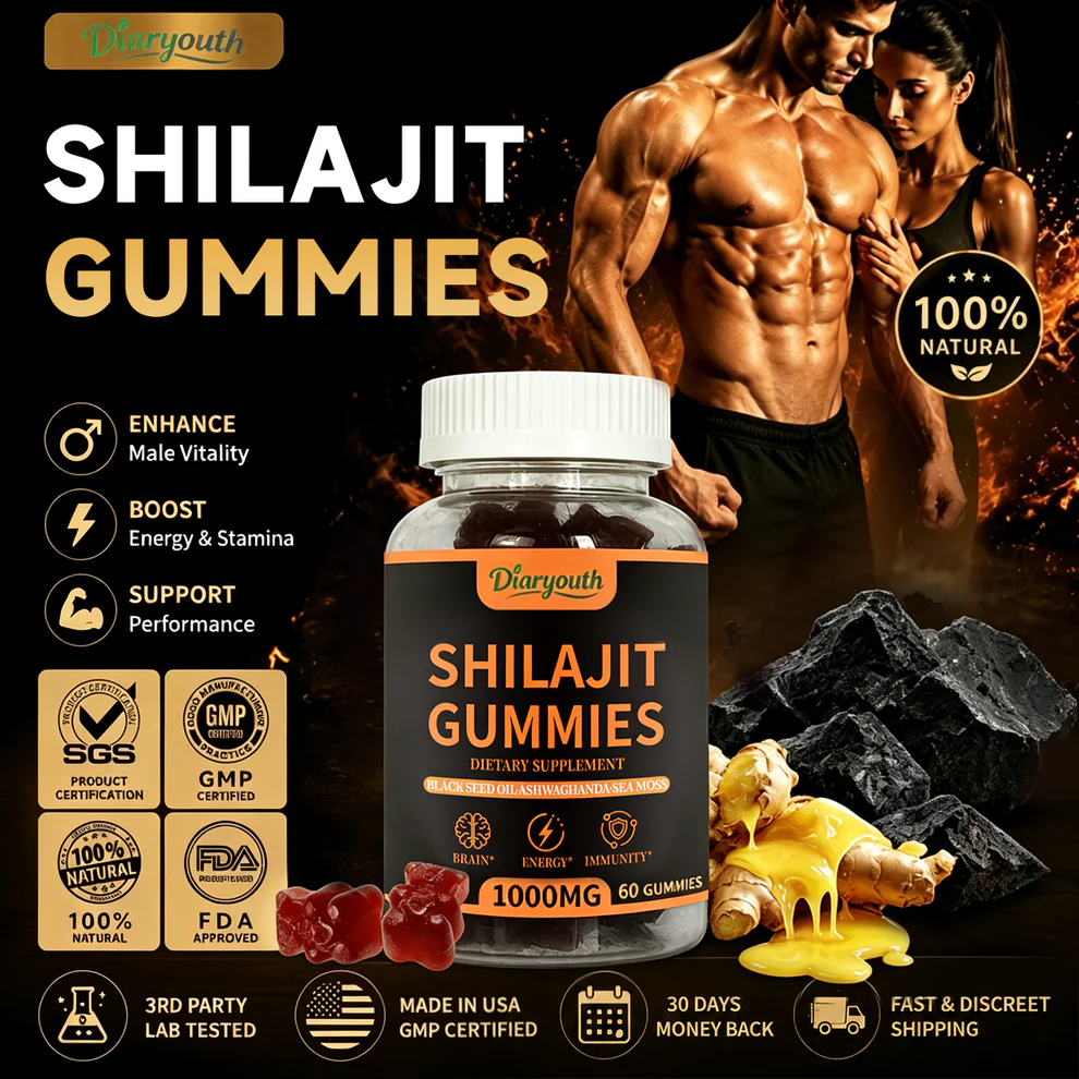 Shilajit for Men Natural Testosterone, Energy & Bedroom Performance Support  （60 count）