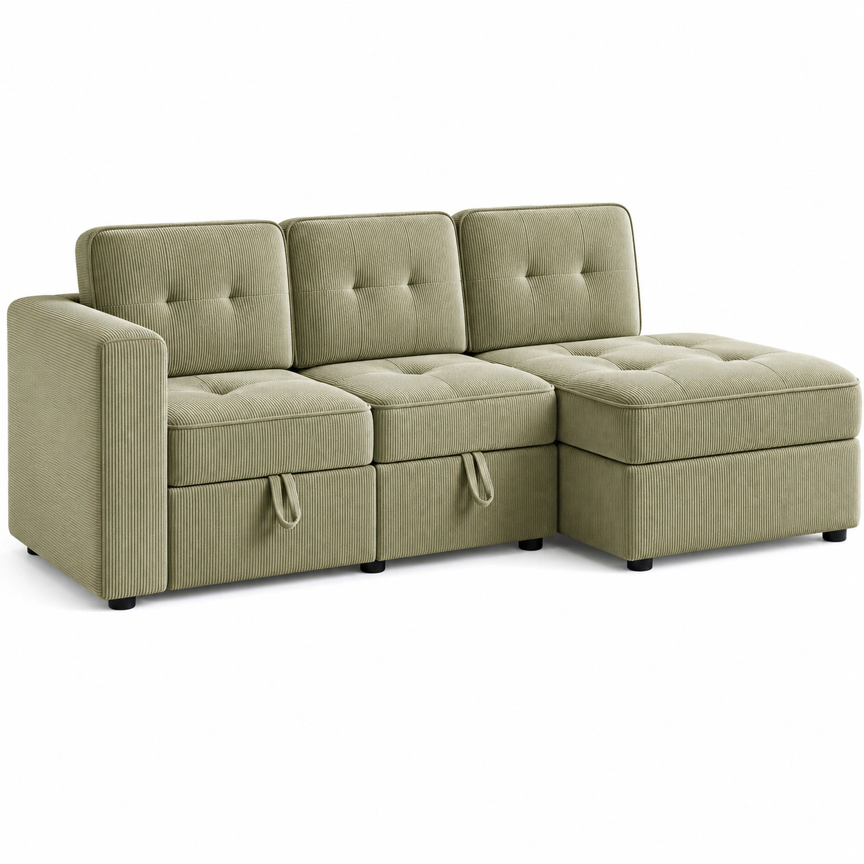 Sofa modular de pana verde oliva para momentos de calma-oaklenza