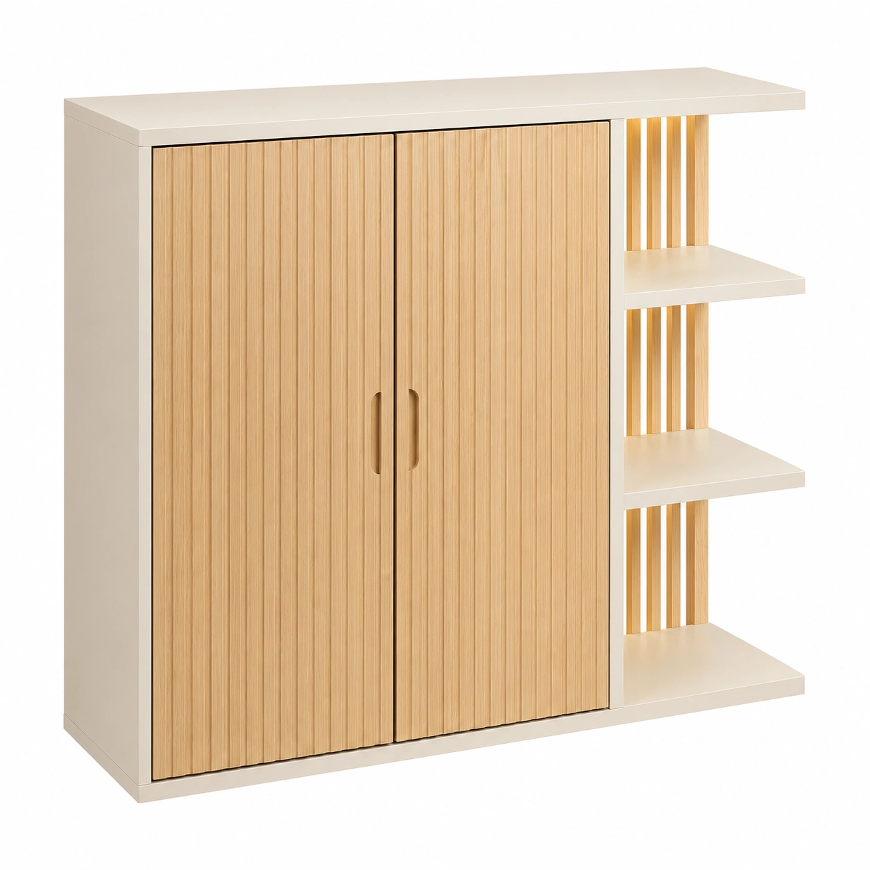 Aparador Moderno con Puertas Acanaladas y Estantes-oaklenza