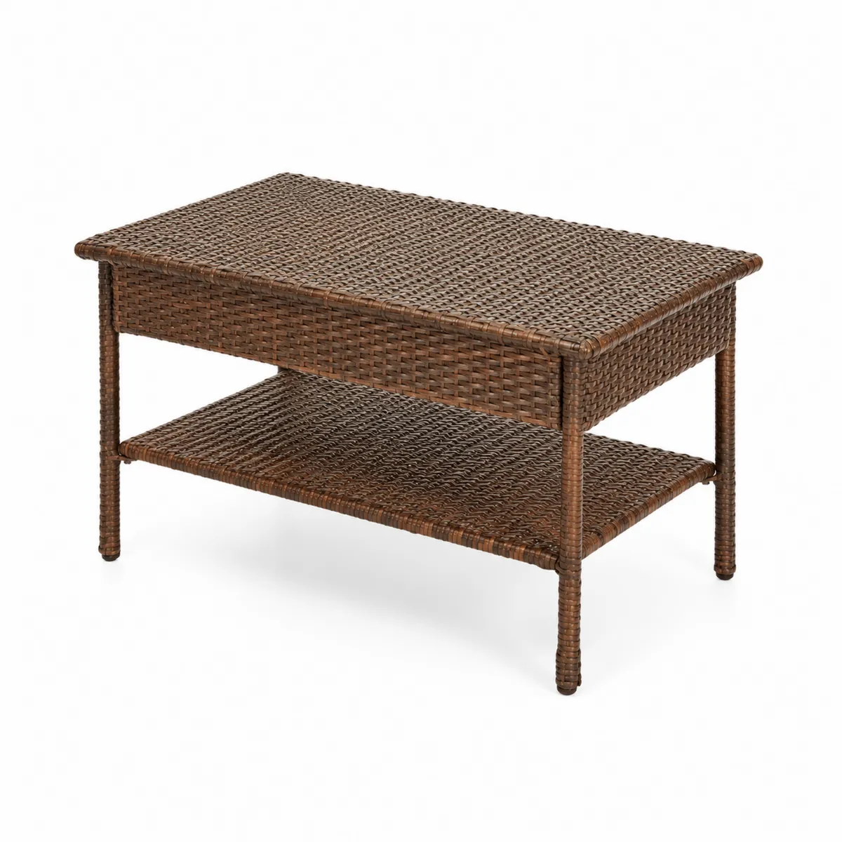 Table basse rectangulaire en résine tressée Marron
