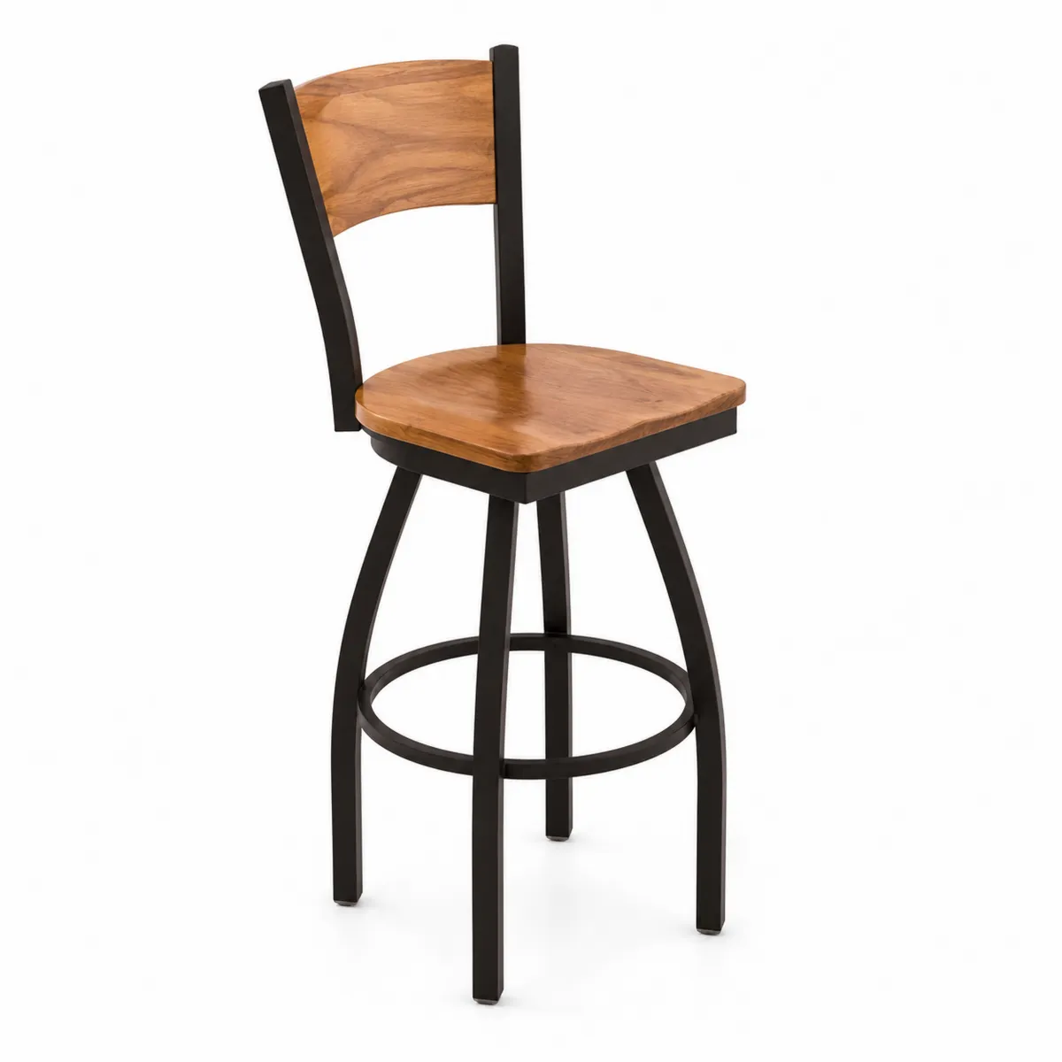 Tabouret de bar en bois et métal noir