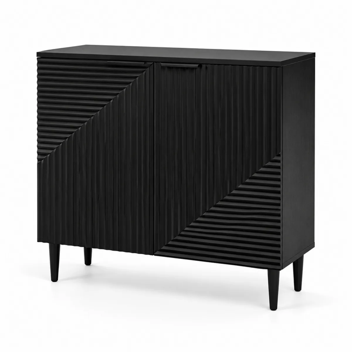 Buffet en bois noir avec portes texturées