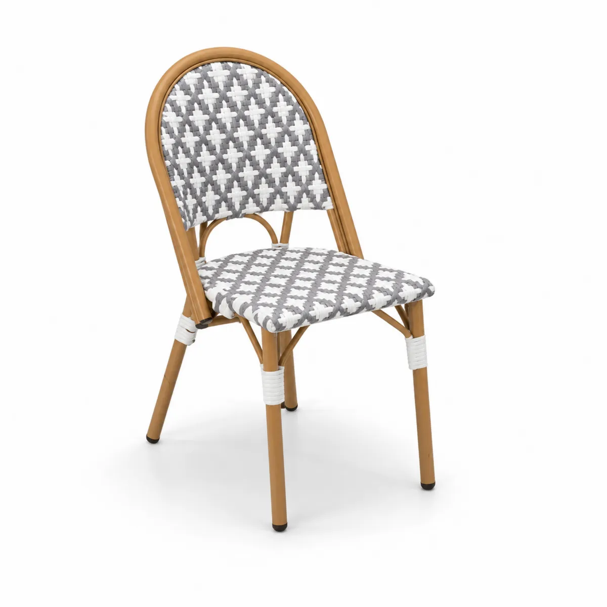 Chaise en rotin et aluminium motif géométrique Gris