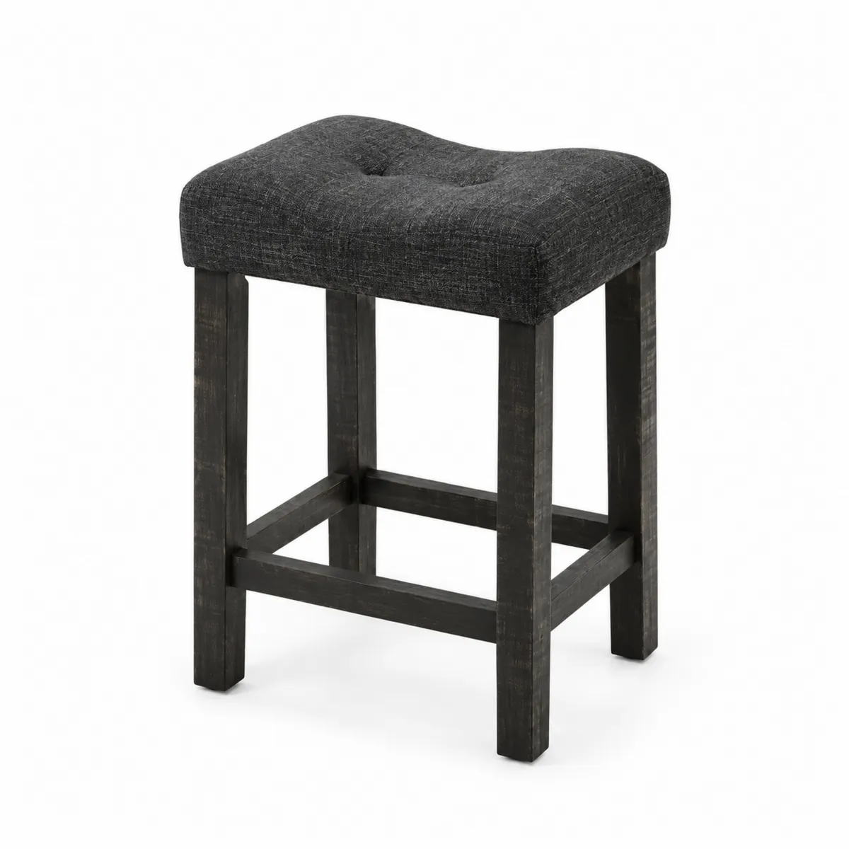 Tabouret de Bar en Bois et Tissu Noir 76 cm