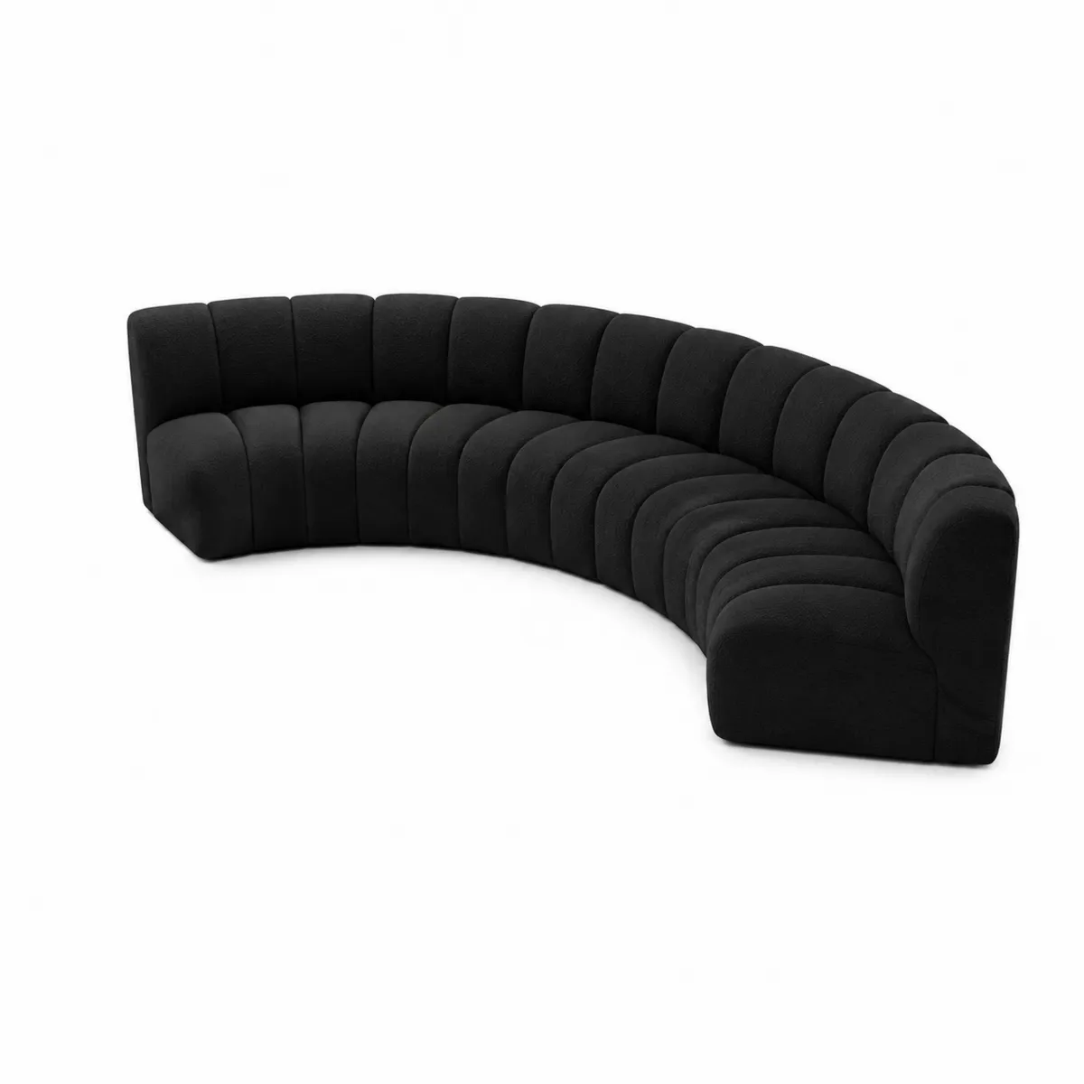 Canapé modulaire en tissu noir en forme de croissant