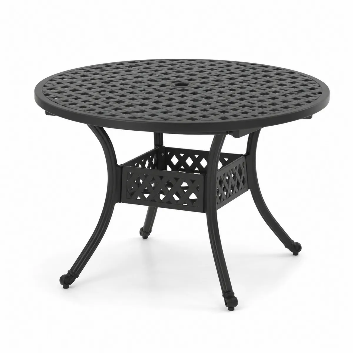 Table ronde en métal ajouré noir 106 cm