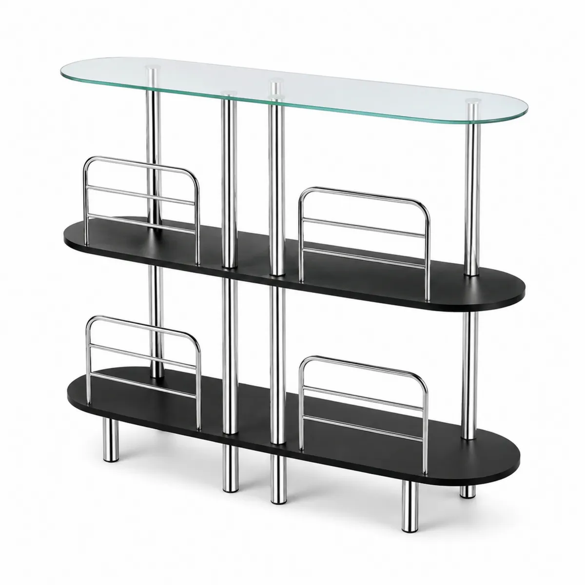 Étagère de bar en métal et verre trempé