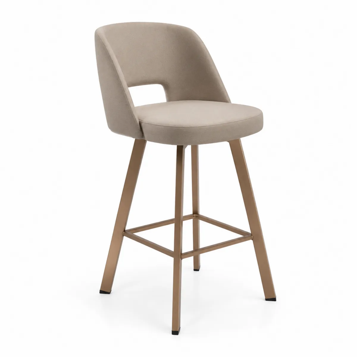 Tabouret de bar en tissu beige avec pieds en métal