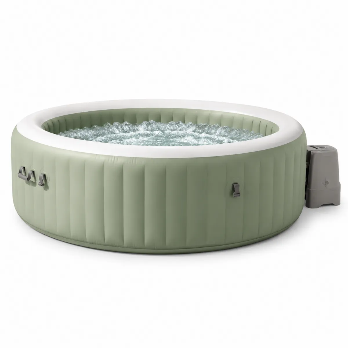 Jacuzzi inflable redondo de PVC verde para 6 personas con calentador integrado