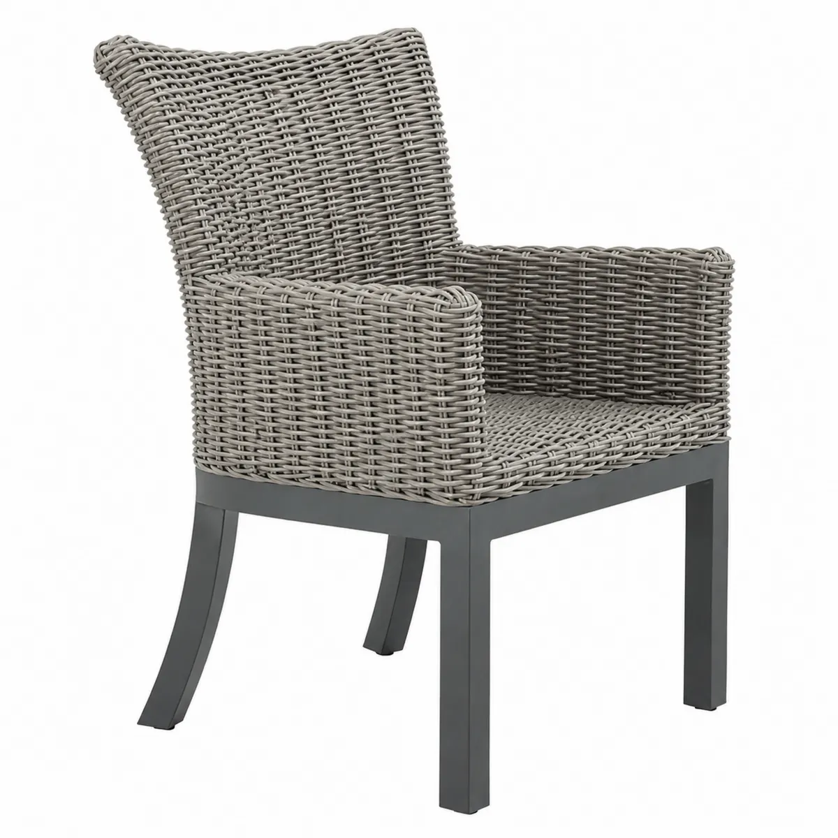 Silla de Jardín con Brazos de Ratán Sintético y Aluminio Gris