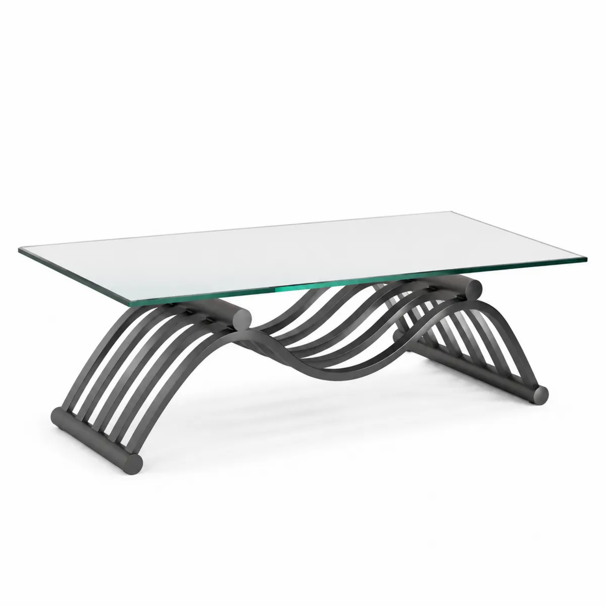 Mesa de centro de vidrio y metal Negro 130x70x45 cm