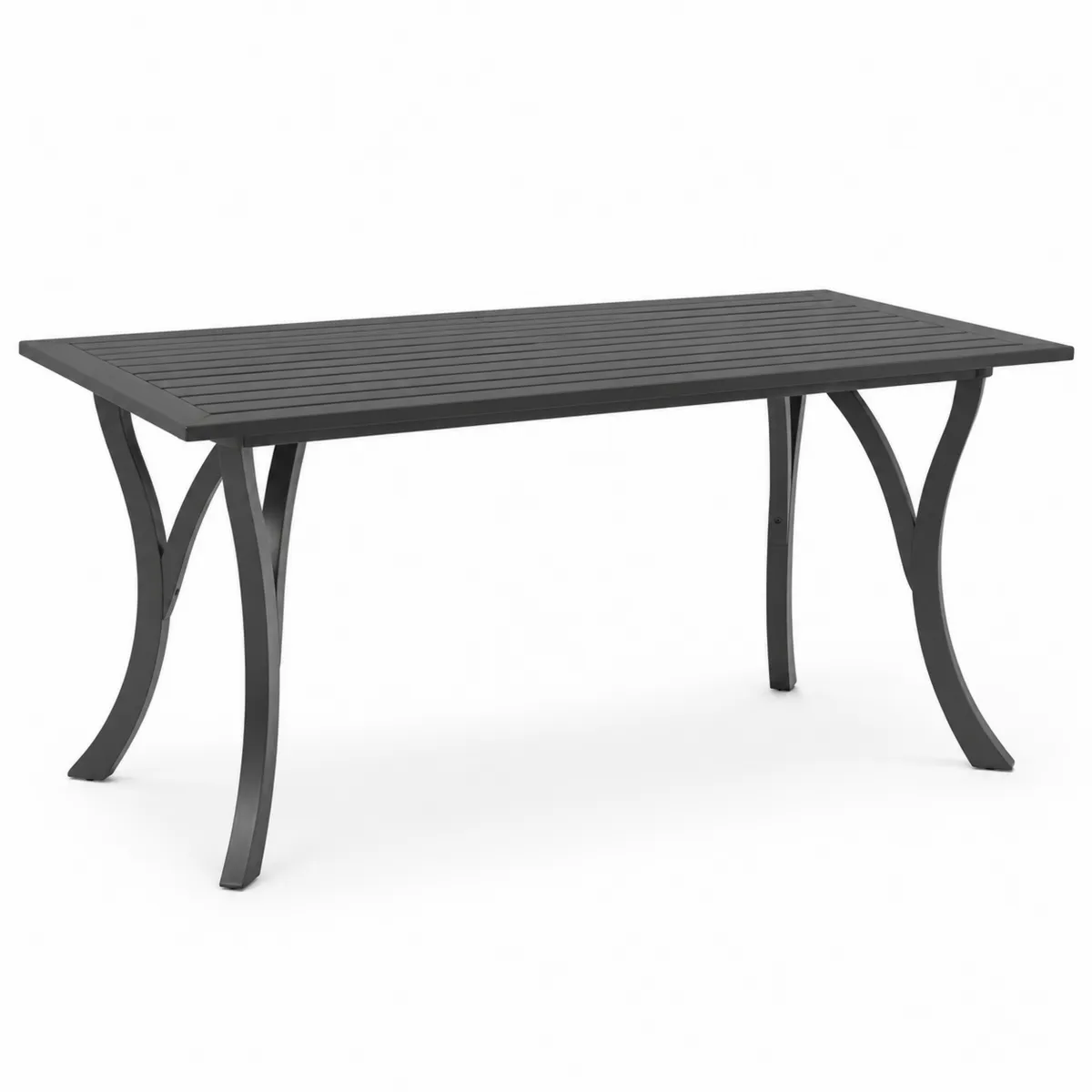 Mesa de jardín de aluminio negro 180x90x75 cm