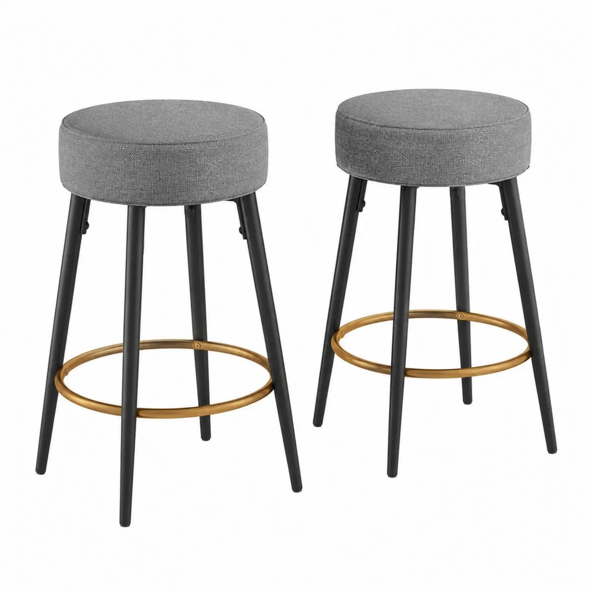 Juego de 2 taburetes de bar de tela con estructura metálica